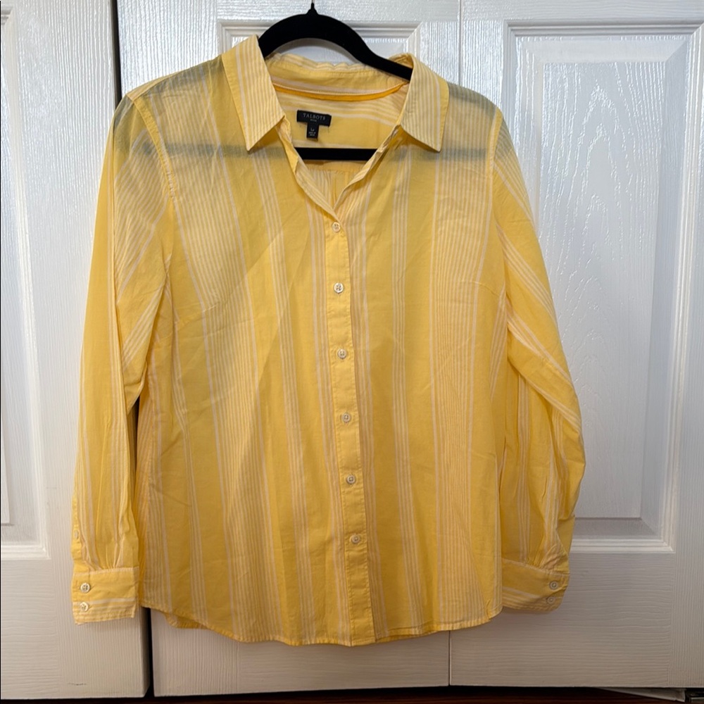 Talbots Yellow Striped Button-Up Shirt